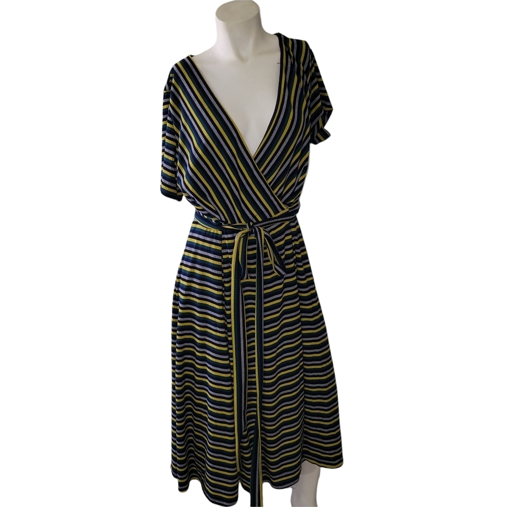 Anthropoligie Hutch Dress Striped Ribbed Wrap Dress